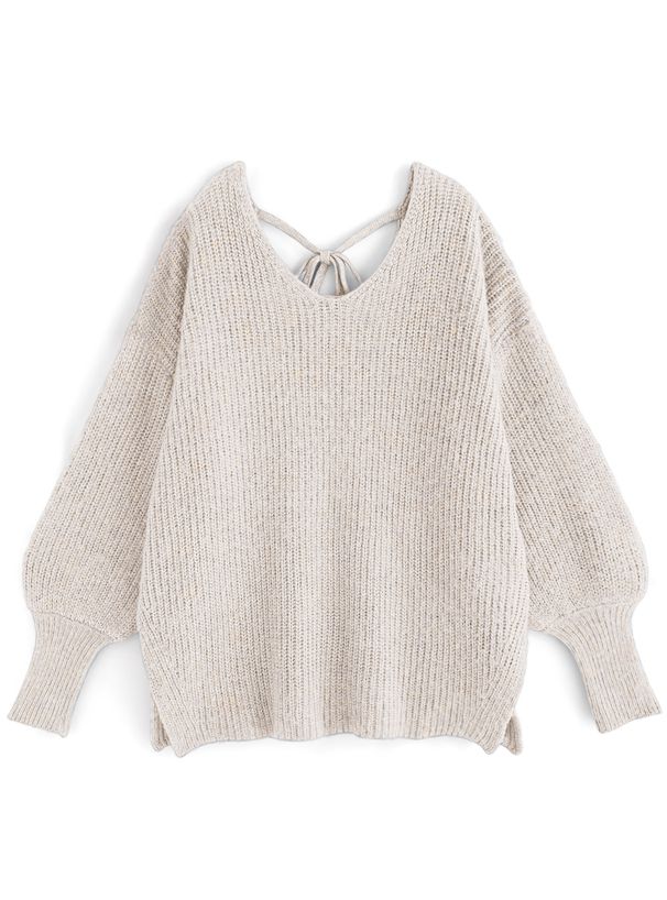 日本 GRL - 慵懶感綁帶長版針織上衣-蘋果綠 (F)