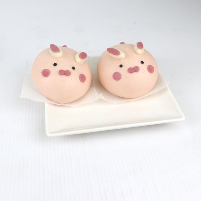 艾酷奇 - 好運兔U 造型包子饅頭組 (6入/盒裝)-粉兔(饅頭)X2、蹦兔(紅豆)X2、白兔造型包子(綠豆沙)X2-300公克±15%(50公克 X 6 ，共6入)