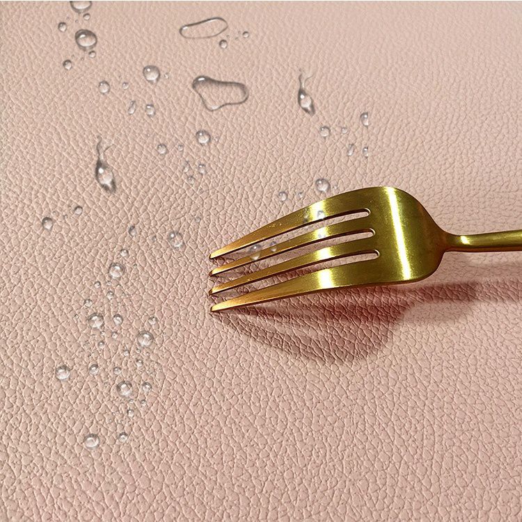 仿皮革橢圓形餐墊-雙色款-橘棕X黑 (43.5cm*30cm)