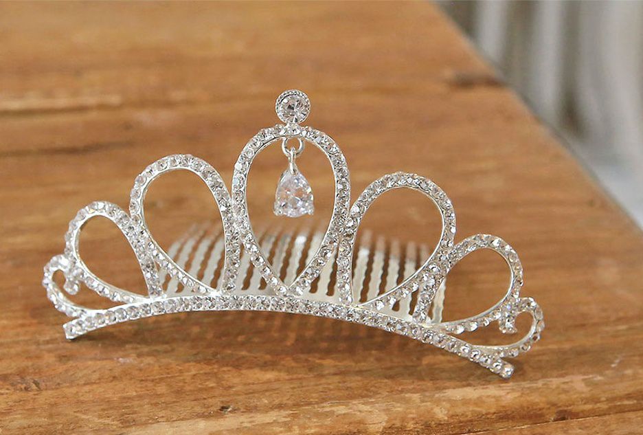 韓國 PuellaFLO - 垂墜水晶皇冠髮飾