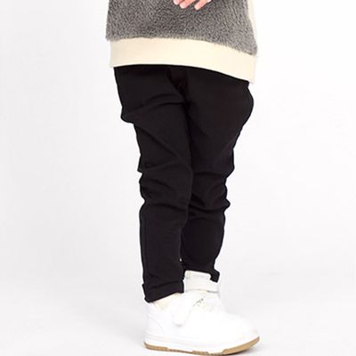 日本 ZOOLAND - 裏起毛 超彈力舒適長褲-素面-黑