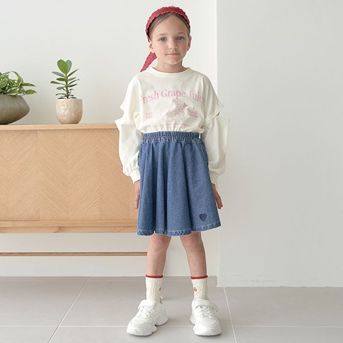 日本 Lycee mine - 休閒印花寬版開口長袖上衣-LOVLEY-粉紅