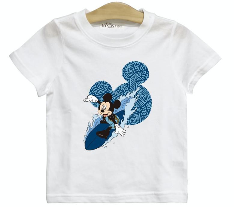 (韓製)正版迪士尼 - 純棉T-衝浪米奇-黑