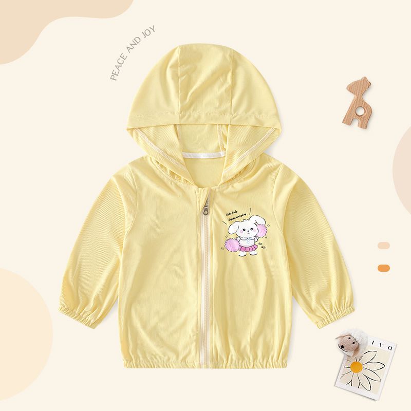 UPF50+冰絲涼感兒童防曬外套-單人飛機-黃色