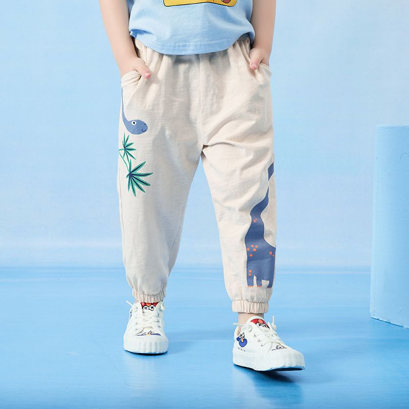 純棉束口長褲/防蚊褲-長頸龍-米白色