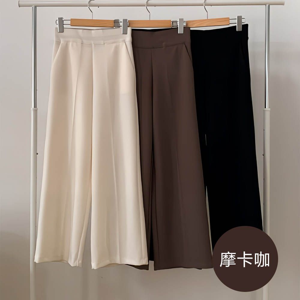 VETICA 韓製顯瘦小腹收收寬褲-摩卡咖