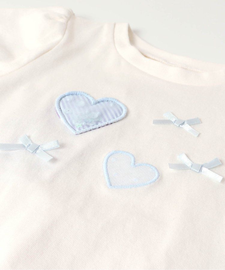 日本 apres les cours - 亮片點綴俏麗印花短袖上衣-愛心-淺綠