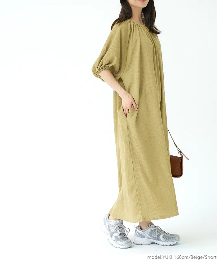 日本 COCA - 甜美後綁帶短袖洋裝-卡其