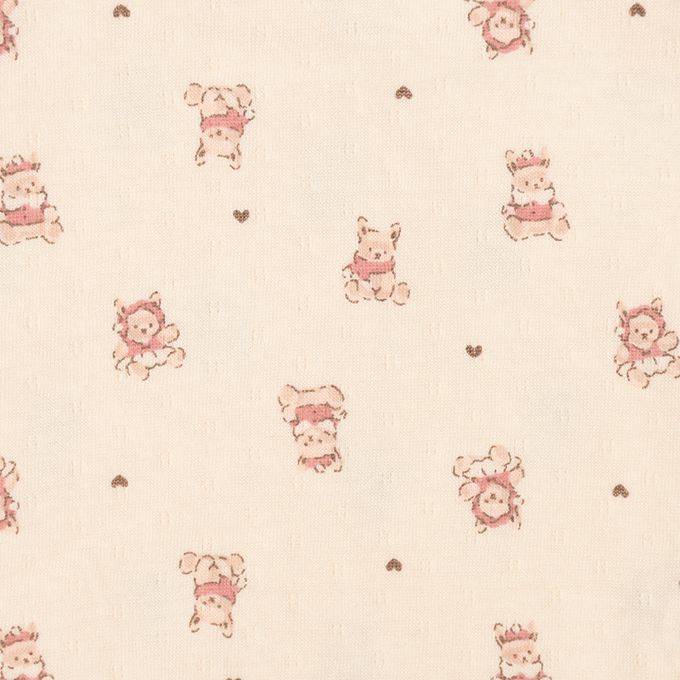 akachan honpo - 長袖套頭包屁衣2件組-蓬鬆棉 兔子-粉紅色