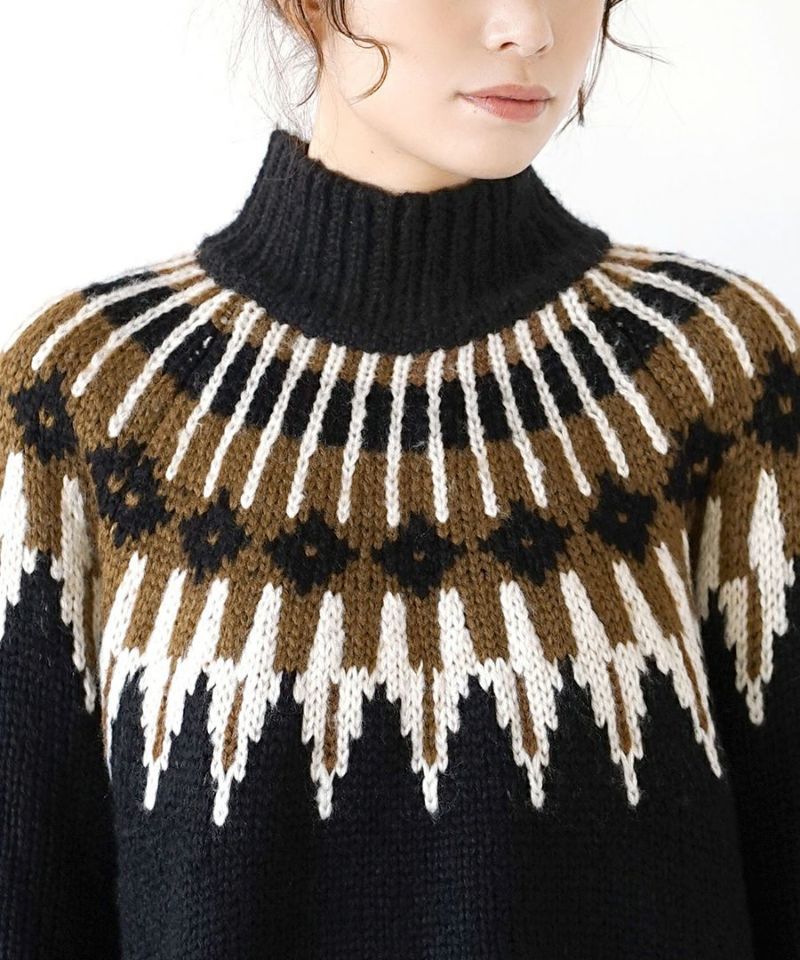 日本 zootie - 歐風質感球心紋針織毛衣-米x藍