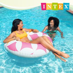 INTEX - 永恆花紋帶扶手游泳圈直徑114cm 適9歲+ (56269)-花朵
