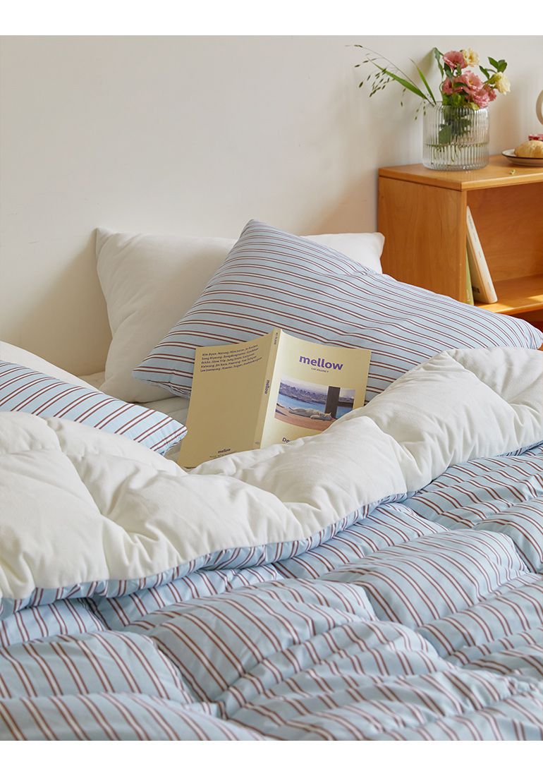 韓國 Maatila - 可水洗M2全方位抗菌防蟎棉被(冬被)-法式灰藍直紋