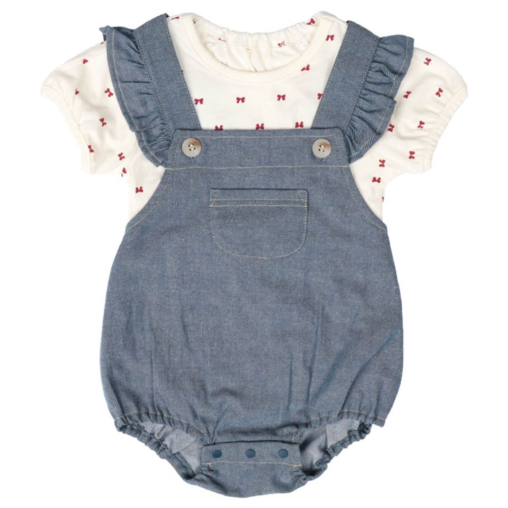 吊帶褲+短袖T恤組-紅色