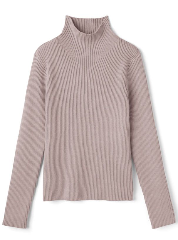 日本 GRL - 立領顯瘦彈性羅紋長袖上衣-皇家藍