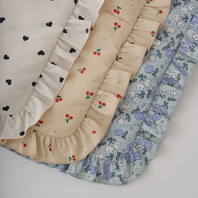 日本 Lycee mine - 防潑水 荷葉邊大容量上學包-小花-藍 (33x43cm)