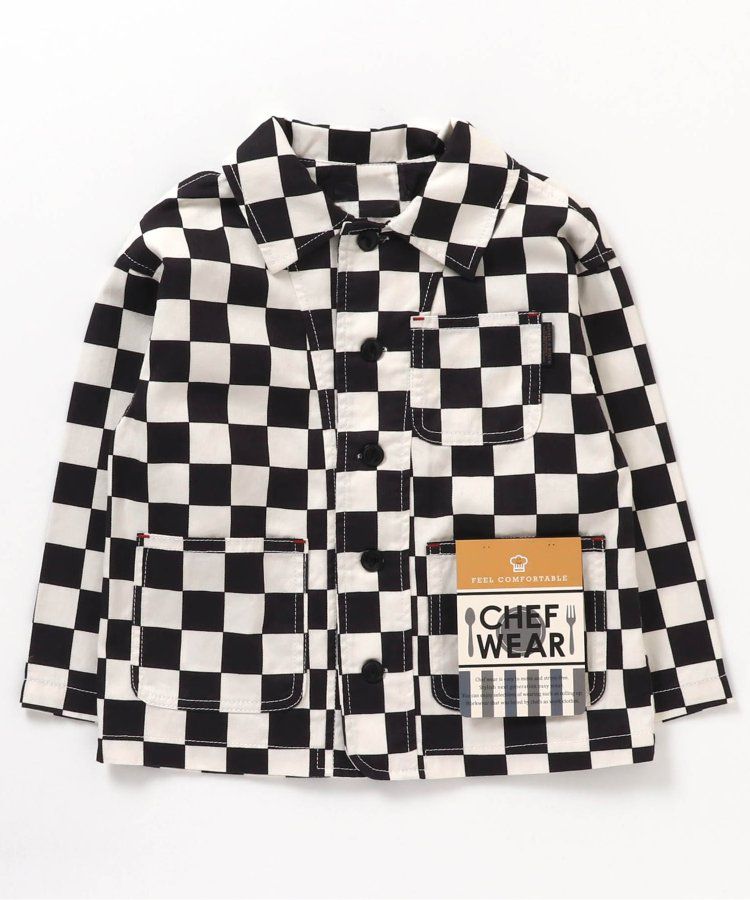 日本 BREEZE - 美式帥氣翻領夾克/薄外套-格紋-黑白