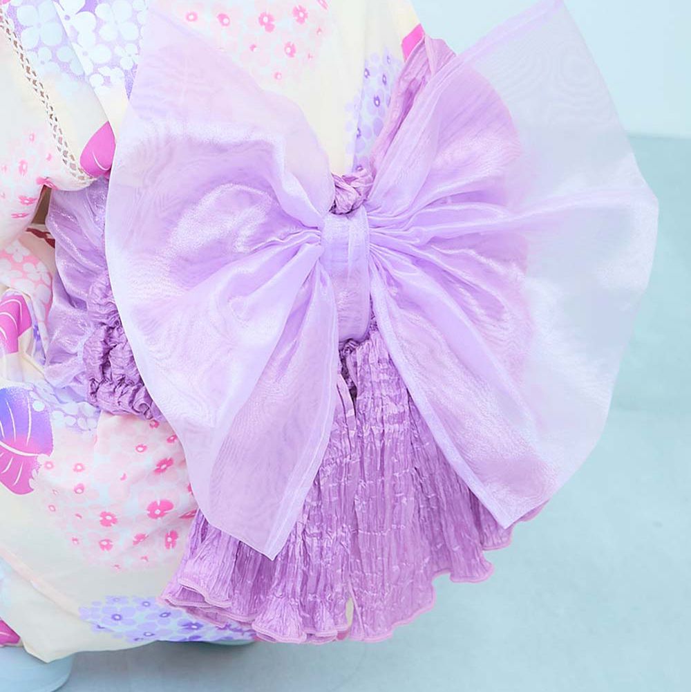 夢幻緞面歐根紗日式浴衣腰帶(鬆緊式)-雙色紫