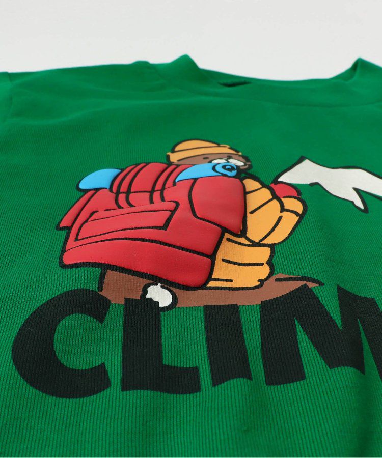 日本 BREEZE - [吸汗速乾]露營風長袖上衣-小熊登山-草綠