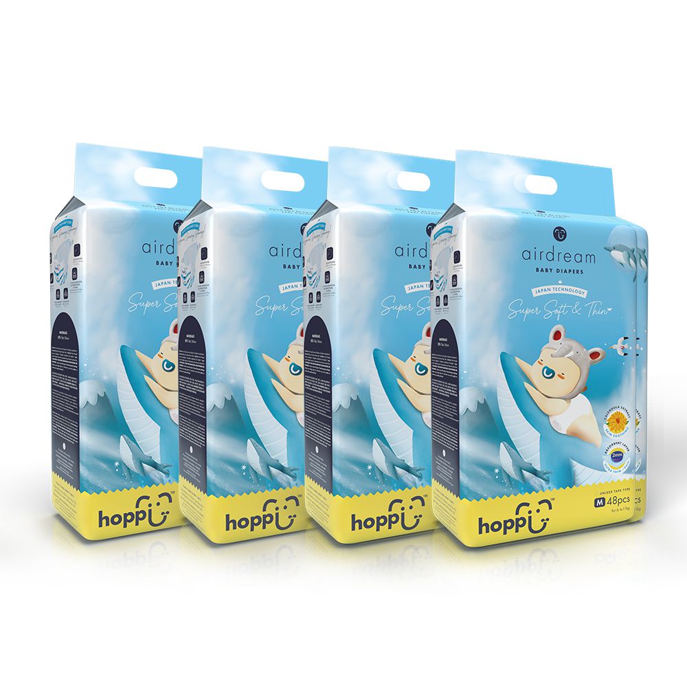 airdream 輕薄系列嬰兒尿布－黏貼型(M)－48片－4袋