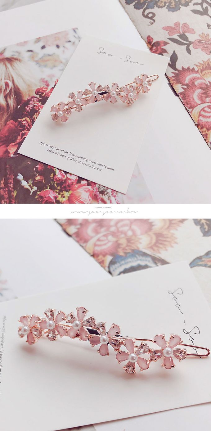 韓國 Soo&Soo - 粉紅愛戀浪漫髮夾-粉 (7.5cm)