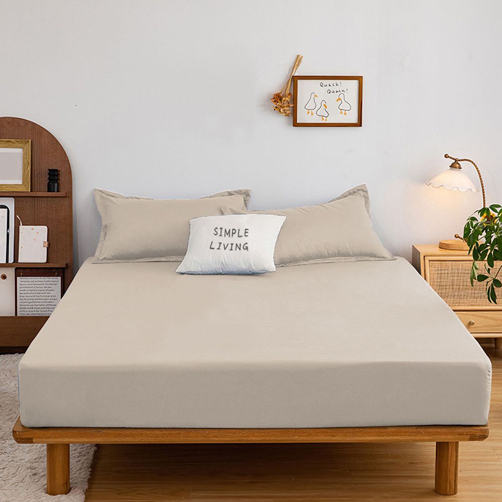 澳洲 Simple Living - 天絲福爾摩沙枕套床包組-台灣製-摩卡金