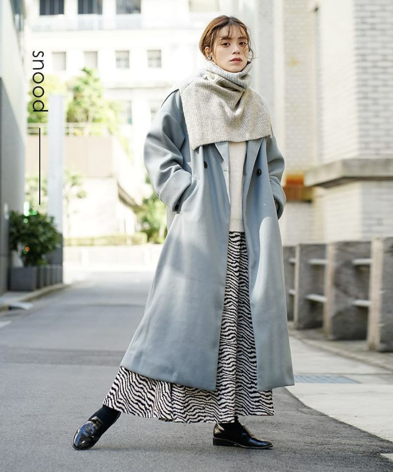 日本 zootie - 層次感穿搭高領小披肩圍脖/圍巾-淺灰