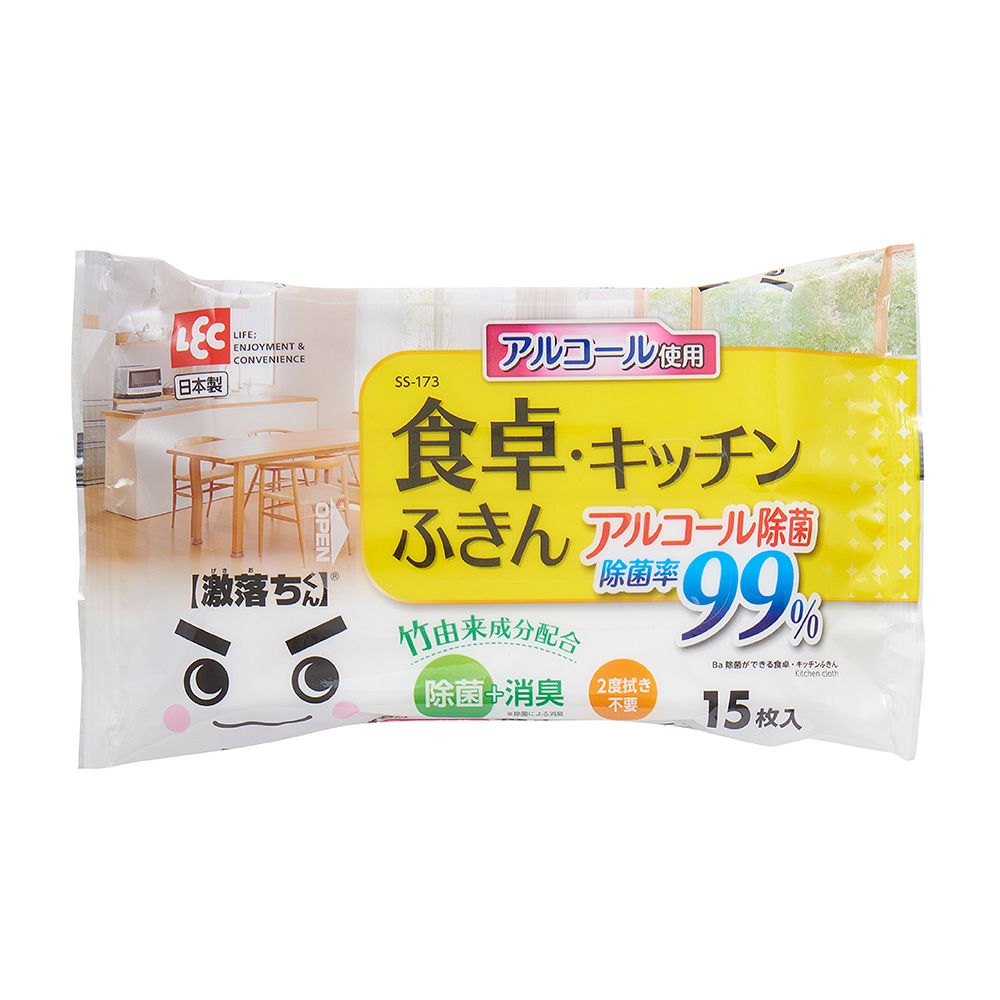 日本 LEC - 【激落君】日製餐桌廚房除菌擦拭巾-15枚入