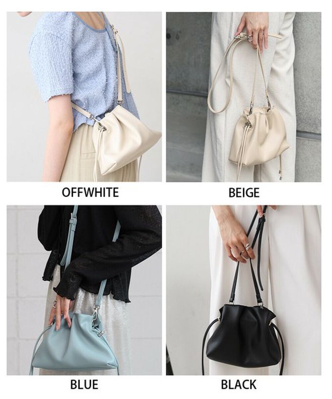 日本 Bab - 輕巧抽繩可愛感側背小包-黑