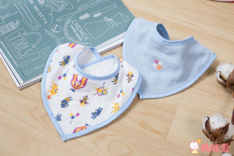 日本 Combi - mini系列-雙層紗口水圍兜-藍 (F)