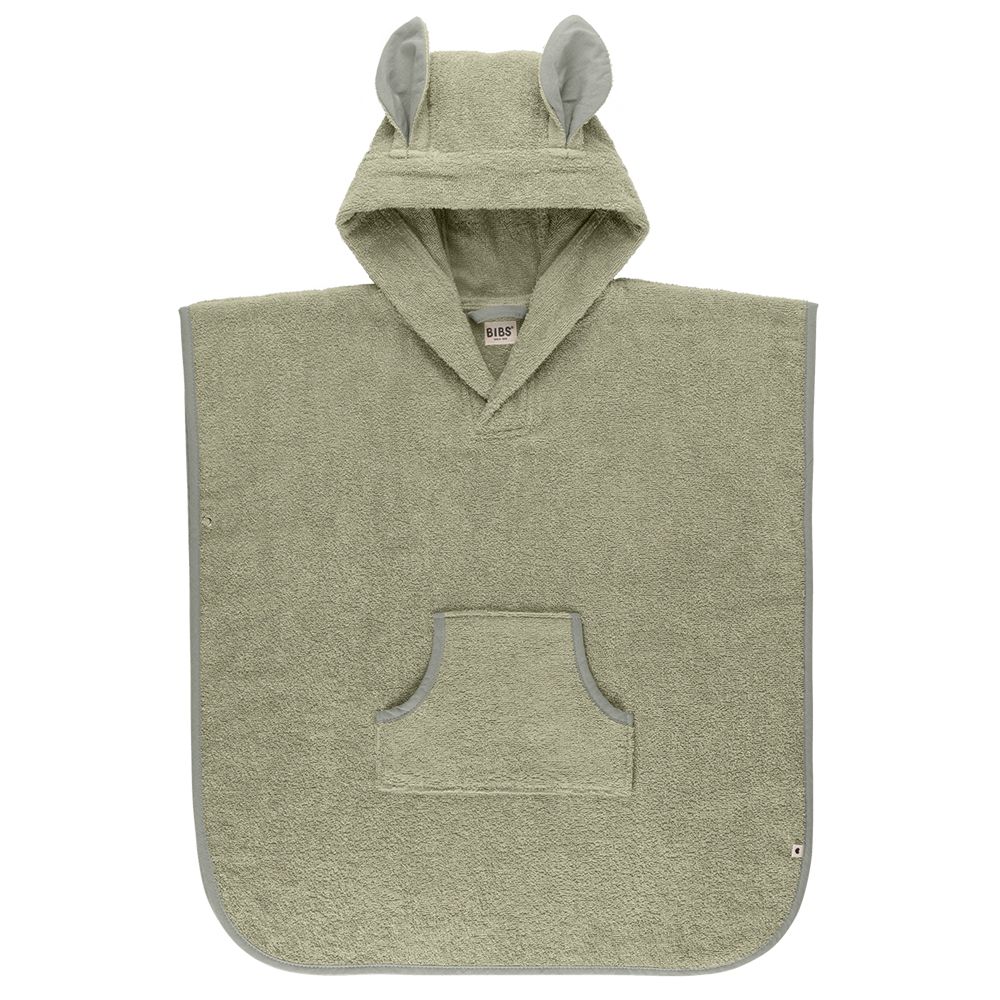 丹麥BIBS - Poncho Towel Kangaroo 袋鼠斗篷浴巾-灰綠-單入