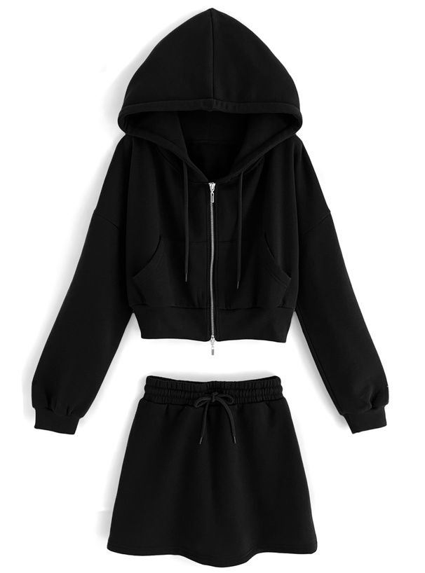 日本 GRL - 休閒風連帽外套短褲兩件式套裝-淺米杏 (F)