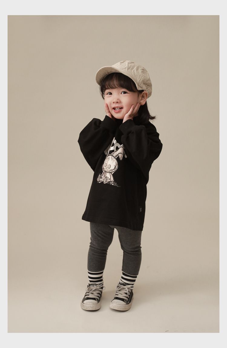 連帽寬鬆長袖帽T-可愛兔兔-紅色