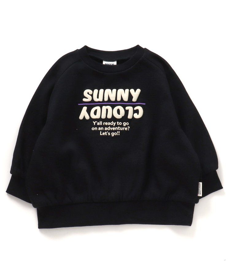 日本 BREEZE - 彩色英文標語裏毛率性運動衫-海軍藍