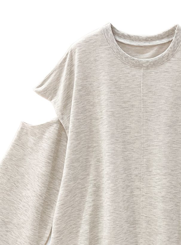 日本 GRL - 慵懶落肩開袖設計長版上衣-黑 (F)