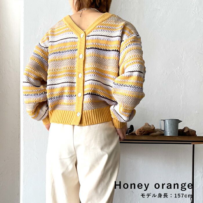 日本 ihuu - 2WAY繽紛條紋針織薄外套-卡其棕