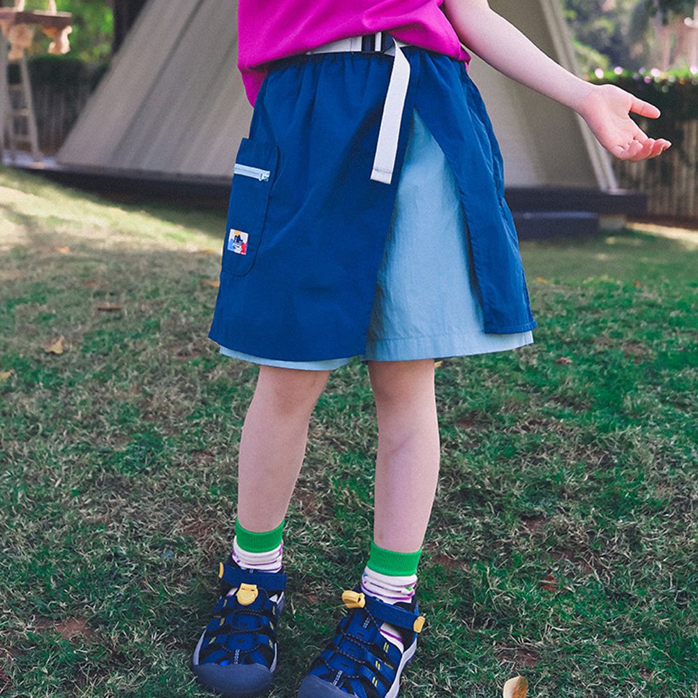 多巴胺百搭拼接裙褲-拼色藍