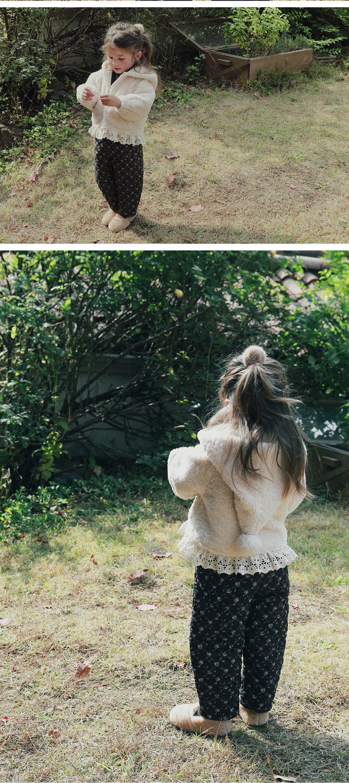 韓國 Puellaflo - 可愛蓬鬆毛絨尖帽外套-米