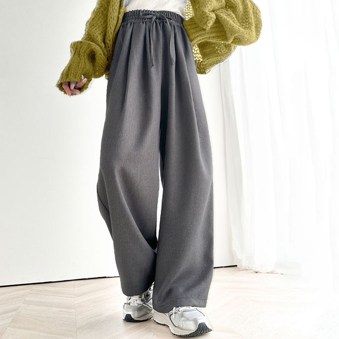 日本 Classical Elf - 成熟率性寬版鬆緊長褲-棕