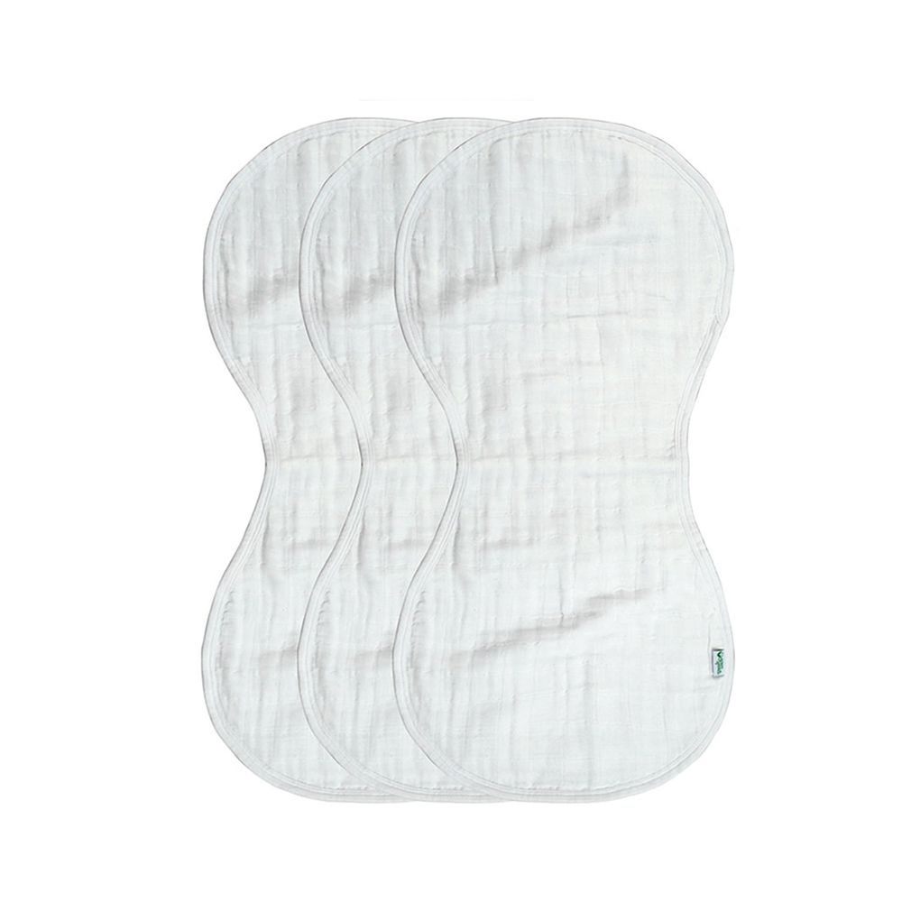 美國 green sprouts - 四層有機棉細紗布拍嗝巾/枕巾3入組-純白組