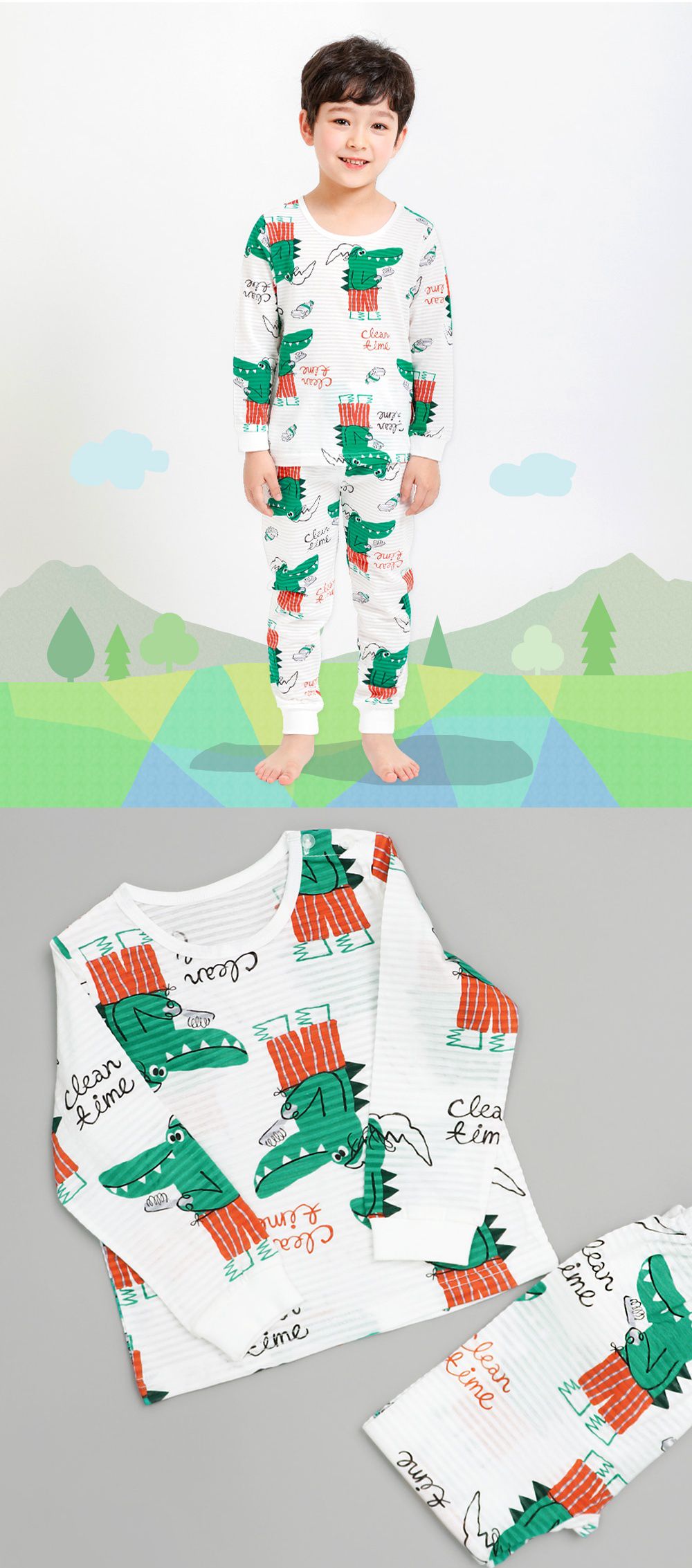 韓國 Mellisse - 韓製輕薄透氣9分袖家居服(無螢光棉)-鱷魚先生