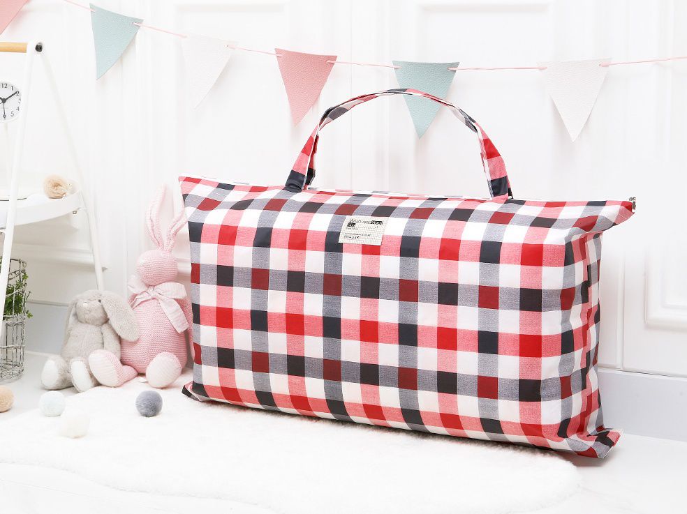 韓國 Coney Island - 防水睡袋收納袋(純棉內裏)-經典格紋-紅 (77.5*42.5*11cm)