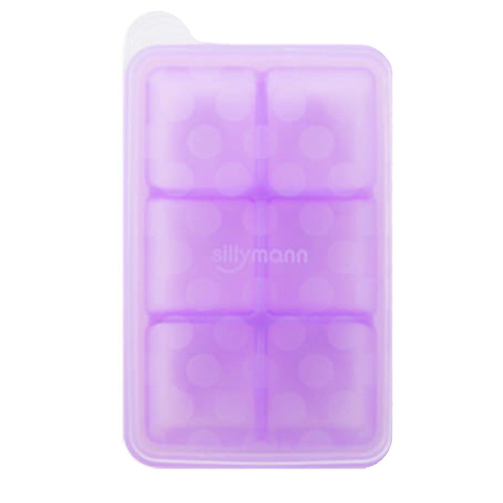 韓國 sillymann - 100%鉑金矽膠副食品分裝盒-6格-紫色-50ml/格