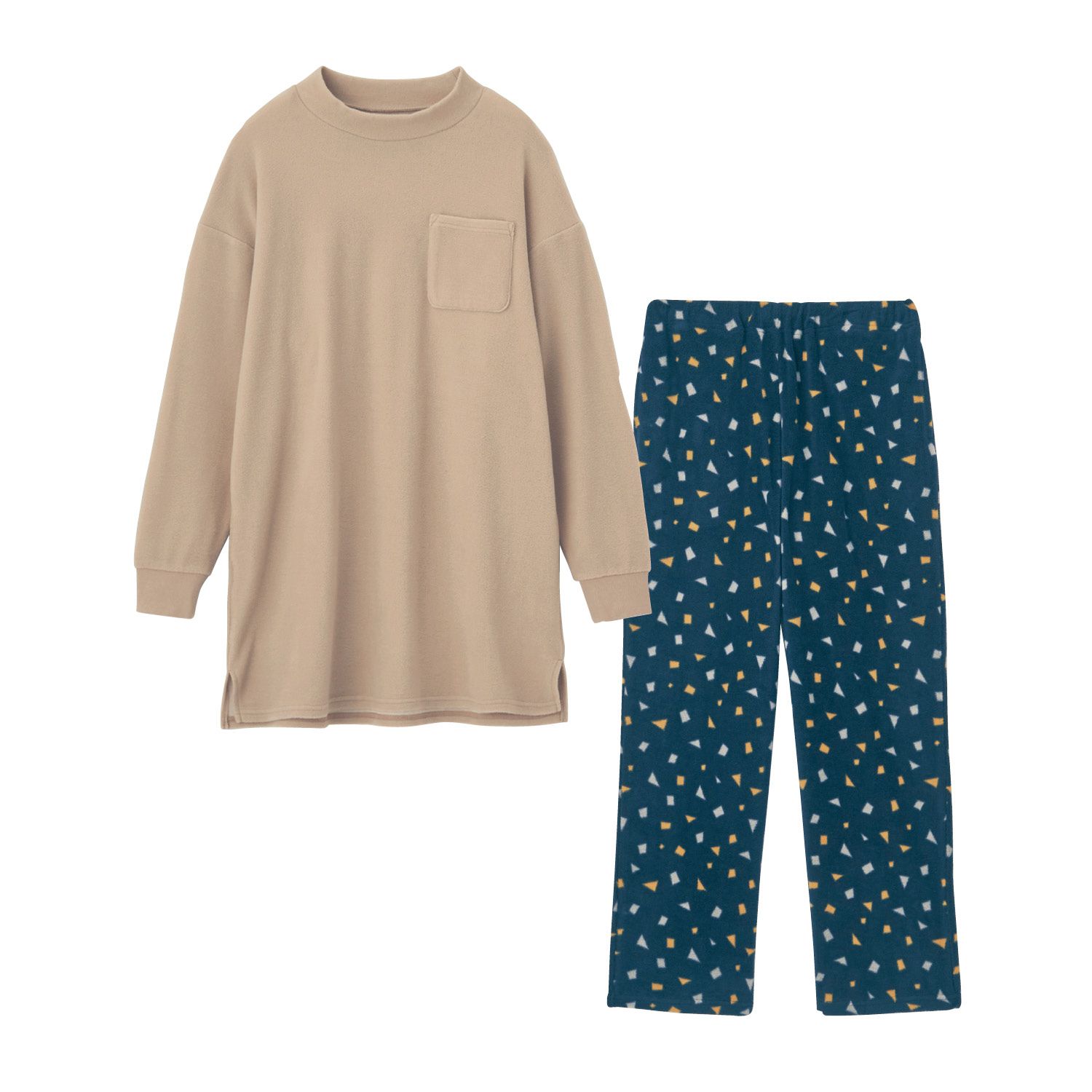 日本千趣會 - (媽媽) fleece保暖長袖家居服/睡衣-星月-粉米