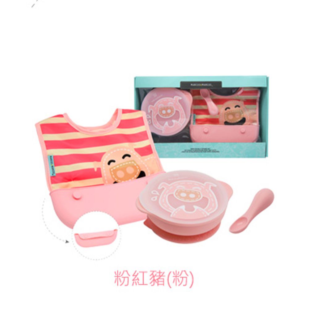 MARCUS＆MARCUS - 動物樂園自主用餐學習禮盒組-粉紅豬