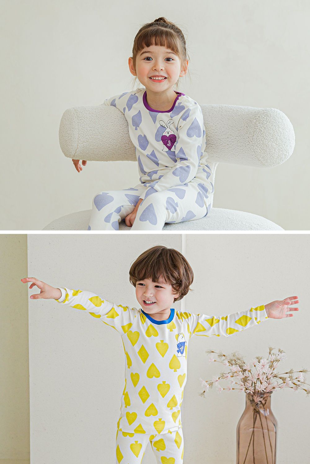 韓國 Cordi-i - 40支無螢光棉長袖家居服-卡牌-紫心兔子