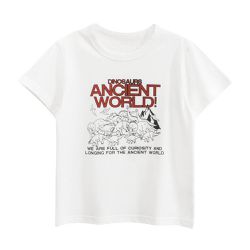 27KIDS - 純棉短袖上衣-恐龍古代史-米白