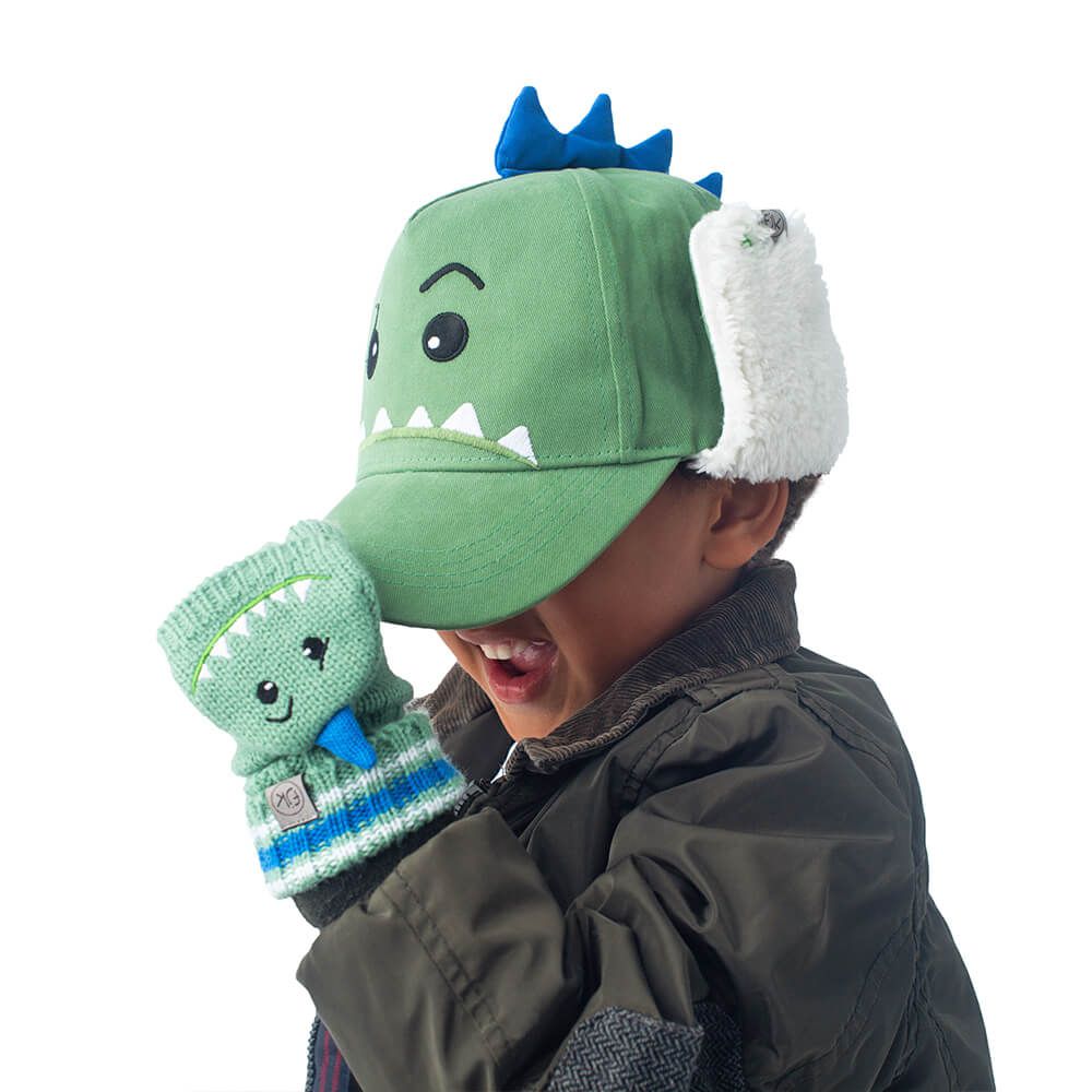 加拿大 flapjackkids - 3D造型遮耳棒球帽-恐龍 (4y-6y)