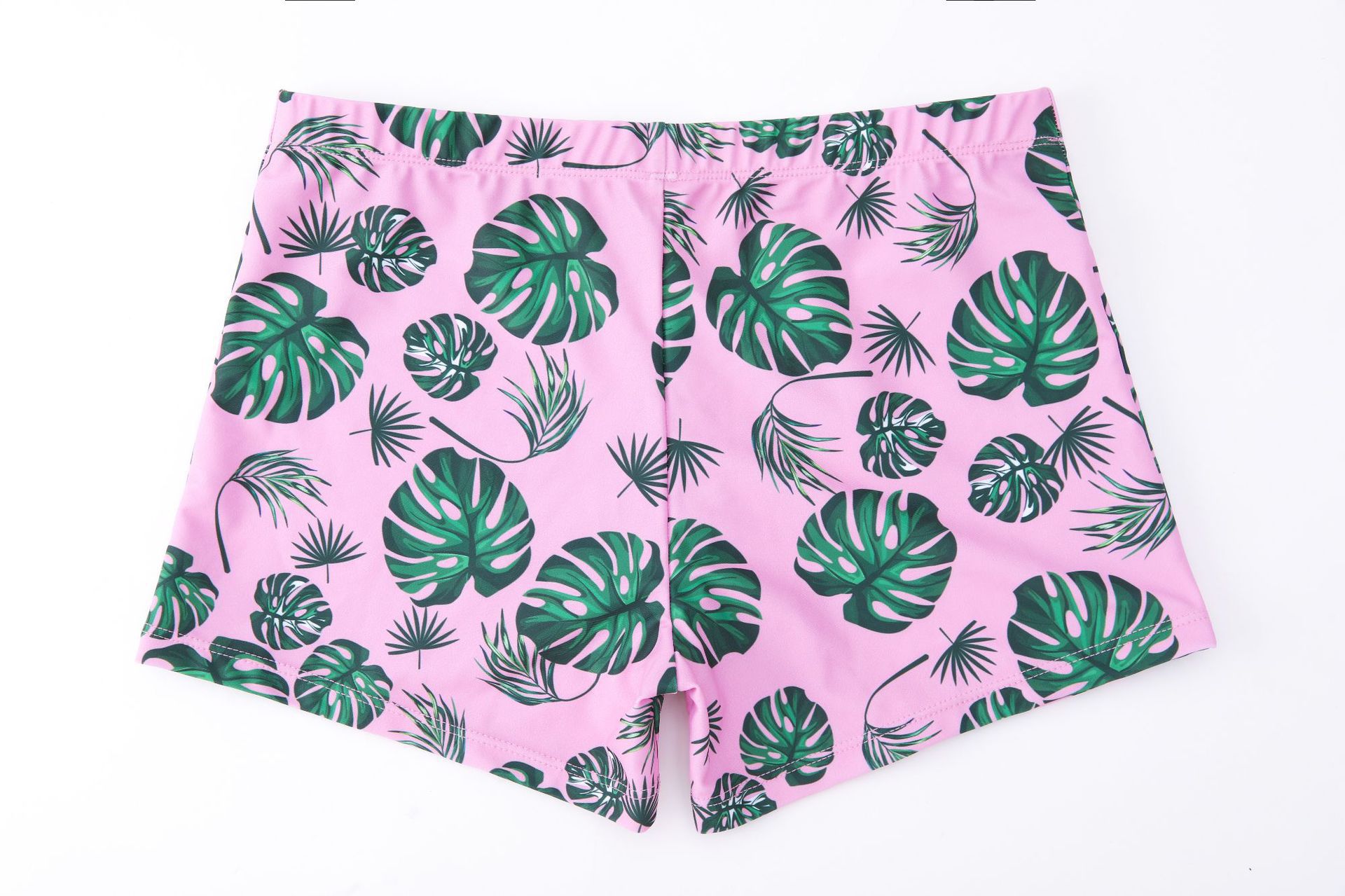 清新印花修身顯瘦遮肉連身裙泳裝-滿滿小葉子-綠+白