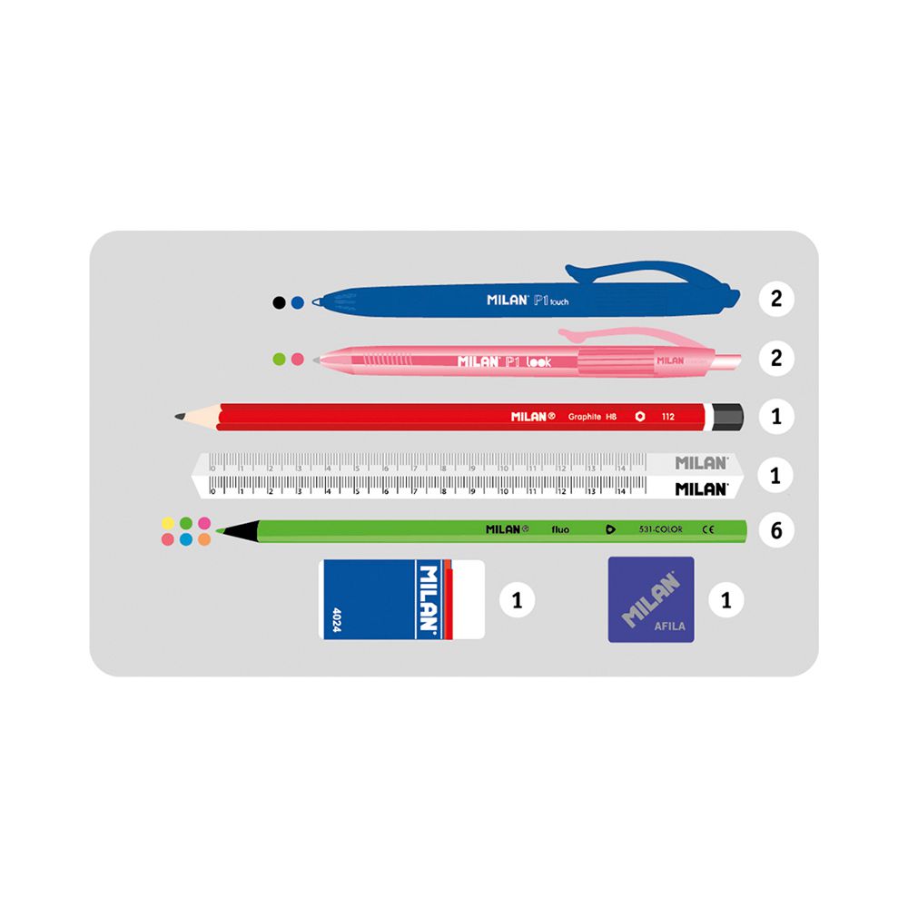 MILAN - 三用硬殼式筆袋_泳池派對_藍點點(含文具)