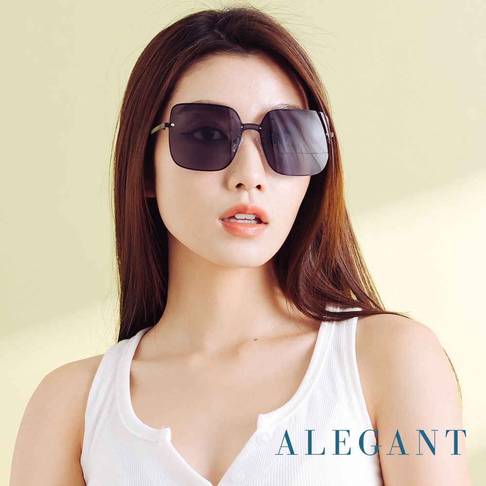 ALEGANT - 韓系時尚復紗黑鑲嵌方框墨鏡│UV400太陽眼鏡